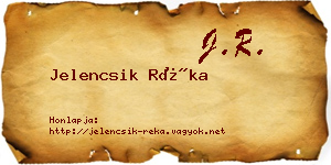 Jelencsik Réka névjegykártya